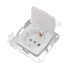 Розетка Kranz 1-ая керамика DEA с/з с крышкой с/у 16А мех. белый