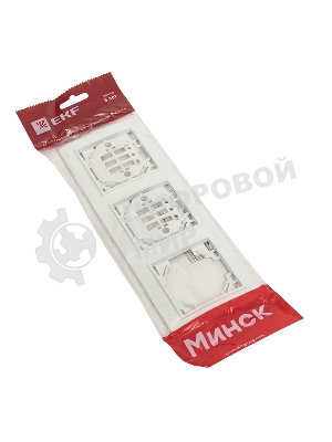 Рамка 3-местная Минск горизонтальная белая EKF Basic