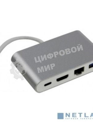 Кабель-адаптер USB3.1 Type-CM-->HDMI+USB3.0+RJ45+PD charging VCOM