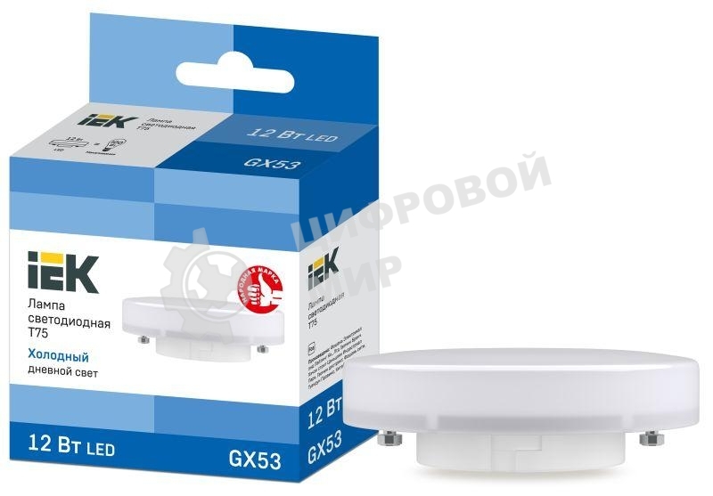 Лампа светодиодная IEK LLE-T80-12-230-65-GX53 ECO T75 таблетка 12Вт 230В 6500К GX53