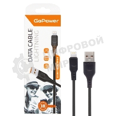 Кабель GoPower GP01L USB (m)-Lightning (m) 1.0м 2.4A ПВХ черный (1/800)