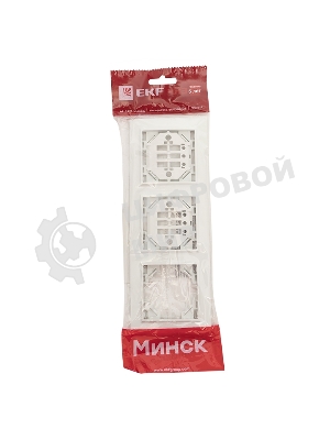 Рамка 3-местная Минск горизонтальная белая EKF Basic