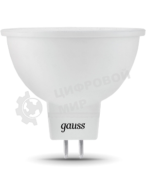 Лампа светодиодная Gauss Black 7Вт цок.: GU5.3 рефлек. 220B 4100K св. свеч. белый. нейт. MR16 (упак.: 10 шт)