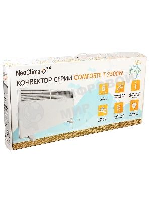 Конвектор электрический Neoclima Comforte T2.5 ЭВНА-2,5/230С2белый, 2500 Вт, 25 м2, термостат