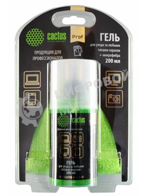 Чистящий набор (салфетки + гель) Cactus CS-S3004BL для экранов и оптики блистер 1 шт 25х25 см 200 мл