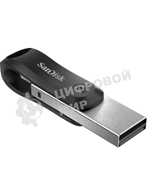 Флешка USB SanDisk IX60N iXpand Go (SDIX60N-064G-GN6NN), 64Gb, USB 3.0/Lightning, R/W 150/70, черный/серебристый