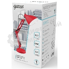 Светильник Gauss GT0034 настольный на струбцине/основание E27 красный 60Вт