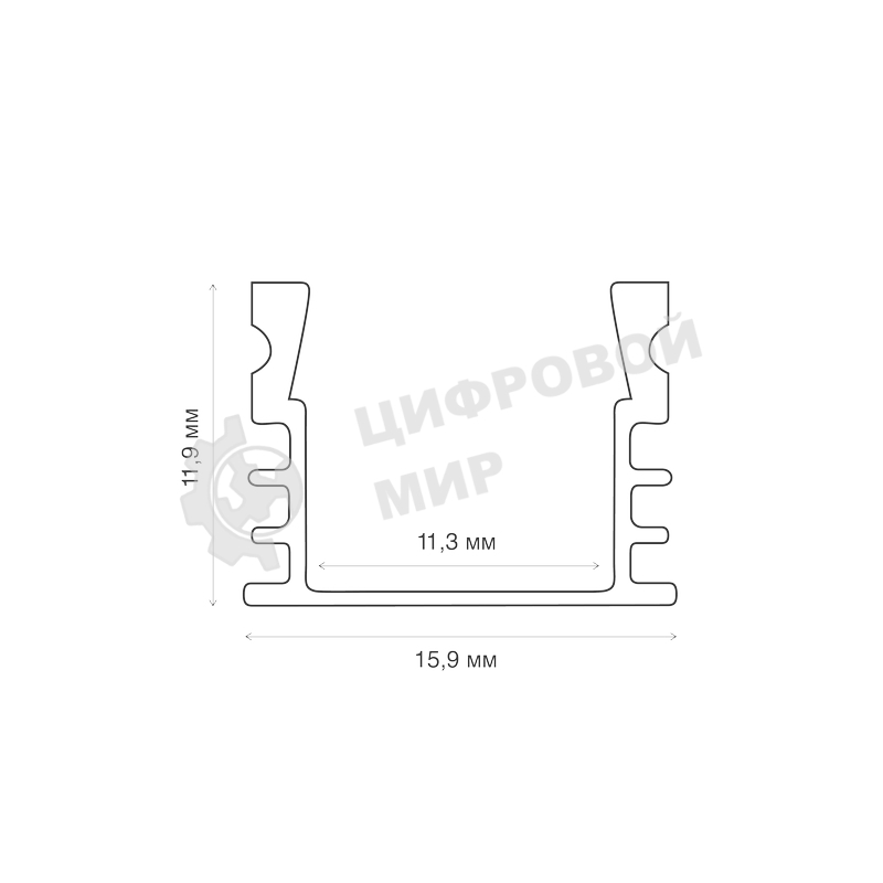 Комплект накладного алюминиевого профиля с рассеивателем Rexant 16х12 мм, 1 м