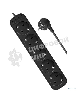Удлинитель Defender с заземлением M518 1.8 м, 5 розеток, черный