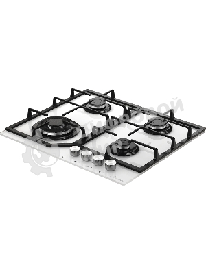 Варочная панель MONSHER MGG 63 Blanc, газ, High-Tech, 59 см, автоматический электроподжиг, газ-контроль, форсунки под сжиженый газ, SABAF конфорки, чугунные решетки, белый