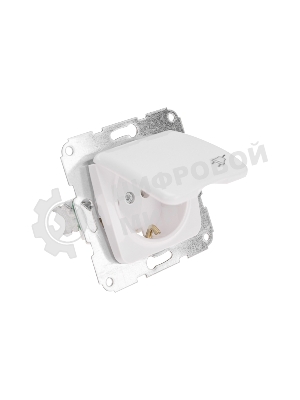 Розетка Kranz 1-ая с/з DEA с крышкой с/у 16А мех. белый