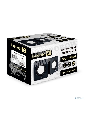 Акустическая система 2.0 ExeGate EX287057RUS Disco 140 Black (питание USB, 2х3Вт (6Вт RMS), 100-20000Гц, черный)