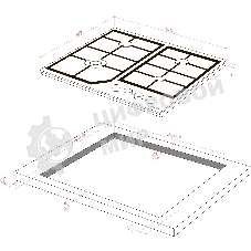 Варочная панель MONSHER MGG 63 Blanc, газ, High-Tech, 59 см, автоматический электроподжиг, газ-контроль, форсунки под сжиженый газ, SABAF конфорки, чугунные решетки, белый