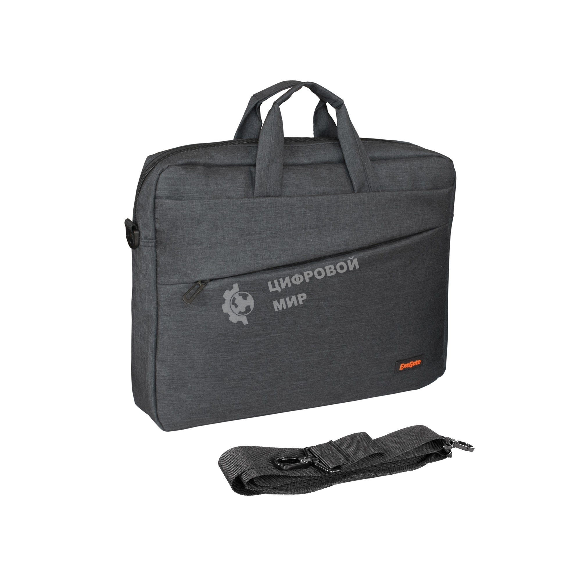 Сумка для ноутбука ExeGate Business ECC-045 Black, черная, полиэстер повышенной плотности 600D, 15.6