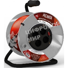 Удлинитель силовой Ресанта СУ-3х1,5-30/2 (61/118/6) 2x1.0 кв.мм 4 розет. 40 м ПВС катушка серый