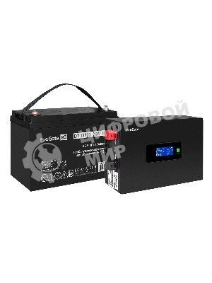 Комплект Источник бесперебойного питания EX295993RUS + батарея 100Aч EX282985RUS 1шт (инвертор, синус, для котла, PF=1, настенный) ExeGate IdealSine SR-1000.LCD.2SH  <1000VA/1000W, чистая синусоида, цветной LCD-дисплей, 2*Schuko, крепление настенное, черный> + батарея ExeGate DT 12100 (12В, 100Ач) 1шт