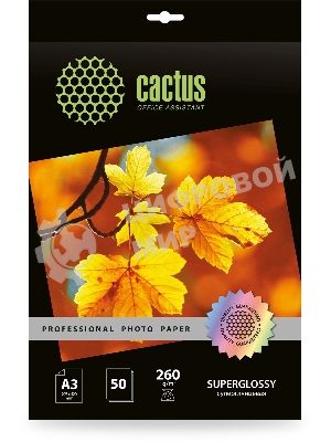 Фотобумага Cactus Prof CS-HGA326050 A3/260г/м2/50л./белый глянцевое для струйной печати