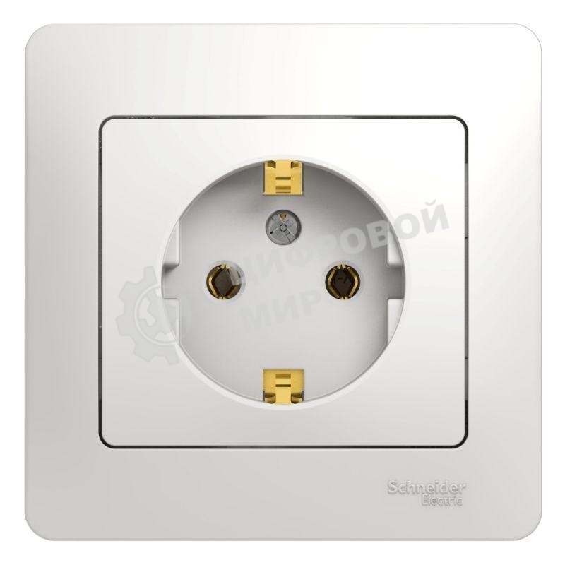 Розетка 1-м СП Glossa 16А с заземл. в сборе бел. SchE GSL000142