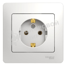 Розетка 1-м СП Glossa 16А с заземл. в сборе бел. SchE GSL000142