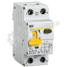 Выключатель автоматический дифференциального тока 2п (1P+N) C 6А 30мА тип A 6кА АВДТ-32 IEK MAD22-5-006-C-30