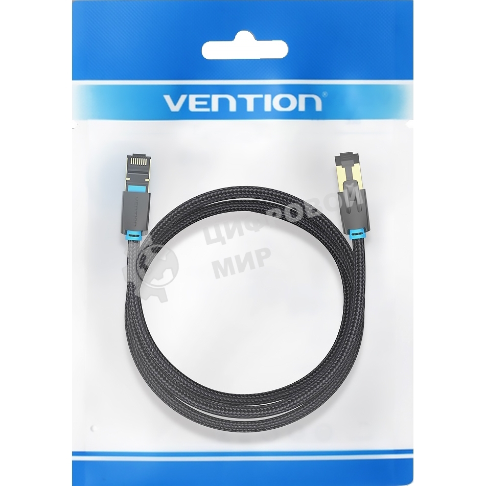 Патч-корд Vention прямой SFTP cat.8 RJ45 - 0,5м. черный Тканевая оплетка