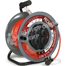 Удлинитель силовой Ресанта СУ-3х1,5-30/3 (61/118/7) 2x1.0 кв.мм 4 розет. 40 м ПВС катушка серый