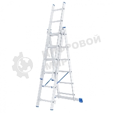 Лестница Сибртех, 3 х 6 ступеней, алюминиевая, трехсекционная
