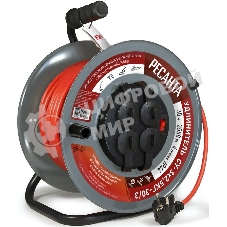 Удлинитель силовой Ресанта СУ-3х2,5КГ-30/3 (61/118/9) 2x1.0 кв.мм 4 розет. 40 м ПВС катушка серый