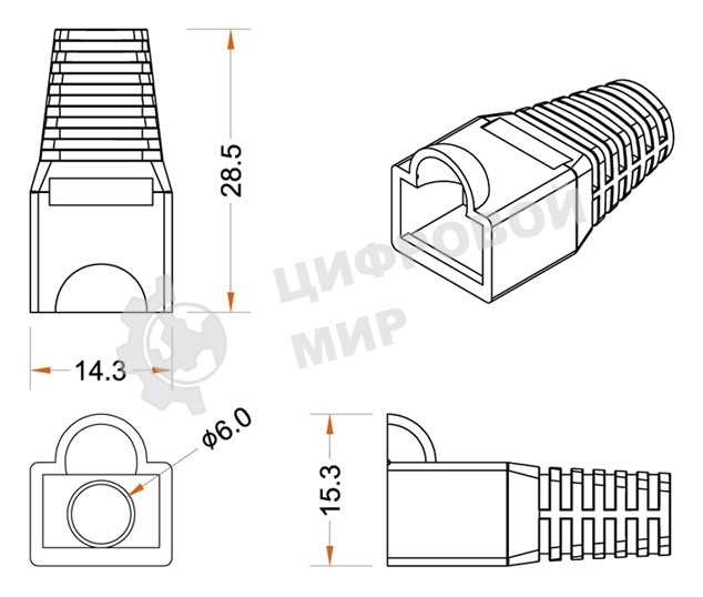 Изолирующий колпачок Hyperline BOOT-YL-10 для Разъемов RJ-45, желтый (10 шт.)