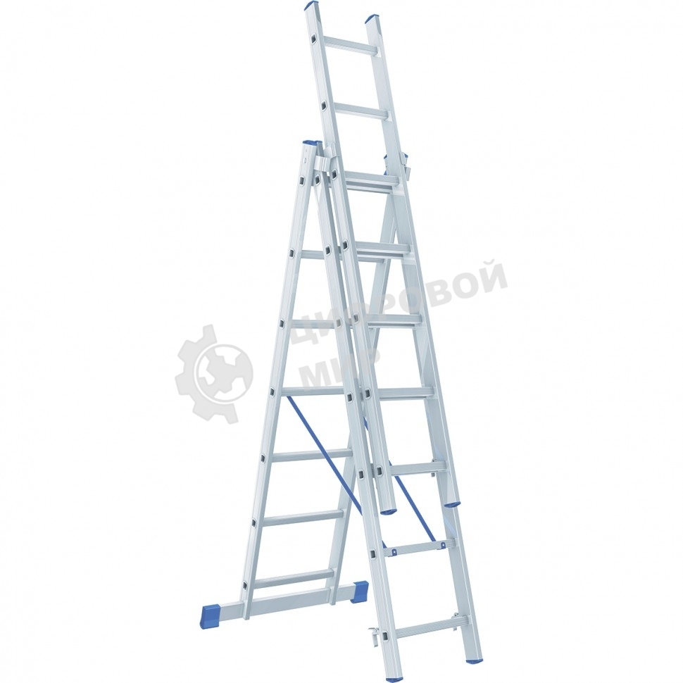 Лестница Сибртех, 3 х 7 ступеней, алюминиевая, трехсекционная