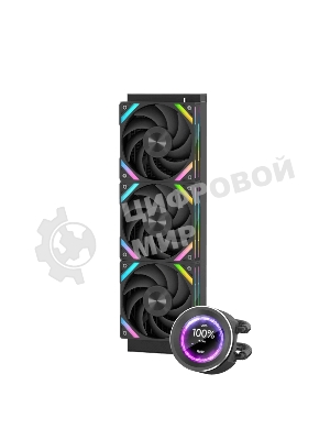 Водяное охлаждение для процессора SAMA Q60 Black (360мм, LED temp., черный, ARGb/Fans: 3x120мм, 86CFM, 30dBA, 2600RPM/Pump height 64мм, 30dBA, 2800RPM, Rad thickness 27мм/S: 1851, 1700, 1200, 20XX, 115X, AM5, AM4)