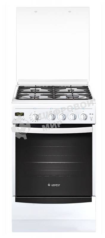 Плита газовая Gefest ПГ 5100-03 0002 белый, конфорок 4 шт, духовка 52 л, 50 см x 85 см x 58.5 см