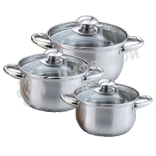 Набор посуды Kelli KL-4201 6 пред.(6 пред.: Кастрюля с жаропрочной стеклянной крышкой 2 л. Кастрюля с жаропрочной стеклянной крышкой 2.6 л. Кастрюля с жаропрочной стеклянной крышкой 3.6 л. Высококачественная нержавеющая сталь 18/10. 5-ти слойное капсульное дно.)