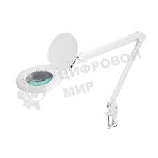 Лупа на струбцине Rexant, круглая, 5D, с подсветкой 72 SMD, сенсорный регулятор яркости, белая