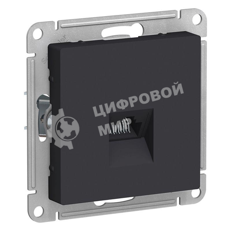 Розетка компьютерная RJ45 Systeme electric ATN001083 AtlasDesign, механизм, карбон