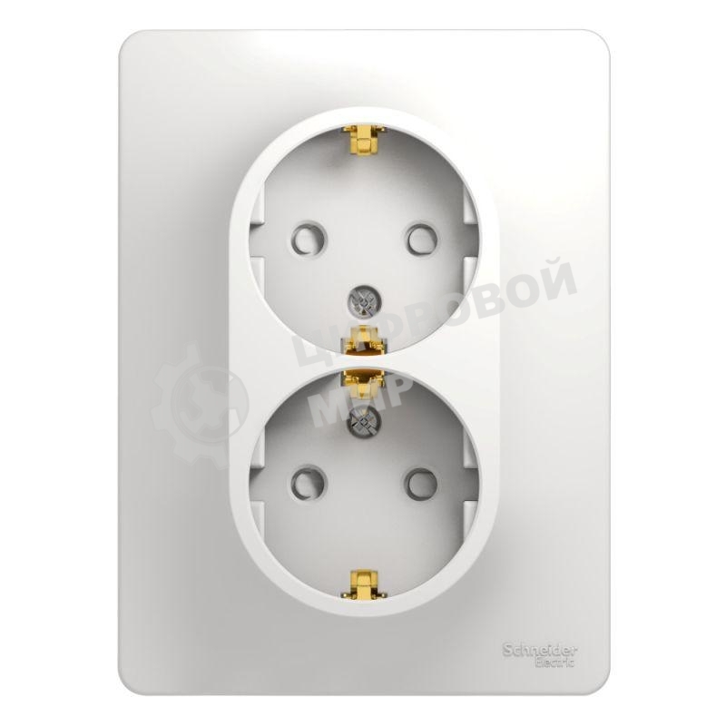 Розетка 2-м СП Glossa защ. шторки с заземл. в сборе бел. SchE GSL000126