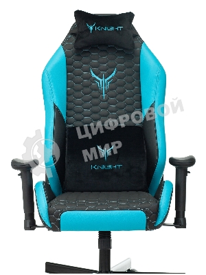 Кресло Knight Neon черный/голубой, экокожа, 120 кг, механизм качания