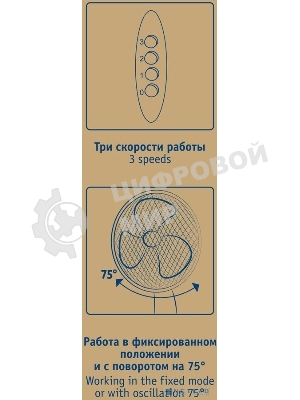 Вентилятор напольный Scarlett SC-SF111B29 45Вт скоростей:3 белый/голубой