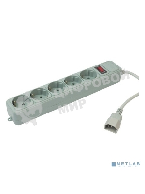 Сетевой фильтр PC Pet AP01006-E-GR 1.8м, 5 розеток, серый