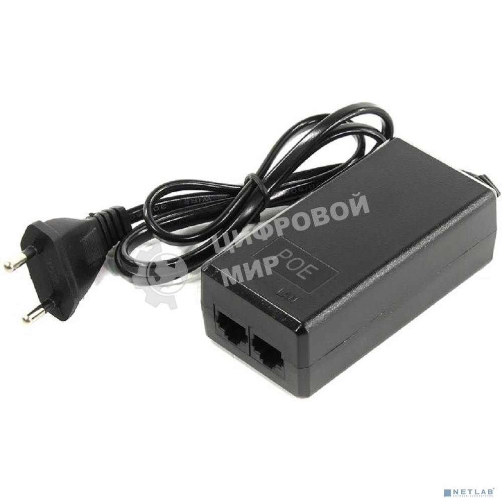 ORIENT SAP-C48POE, PoE инжектор питания 24 Вт, AC 100-240V/DC 48V, 0.5A, вход: RJ45 LAN 10/100, выход: RJ45 PoE тип B (4/5+,7/8-), совместим с оборудованием PoE IEEE 802.3af, длина кабеля 0.9 м