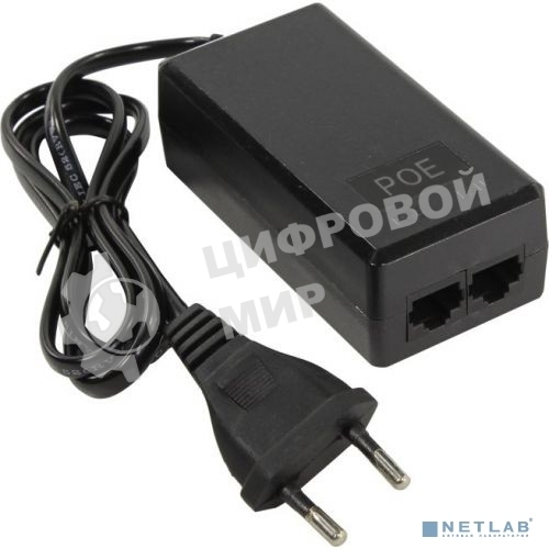 ORIENT SAP-C48POE 1A, PoE инжектор питания 48 Вт, AC 100-240V/ DC 48V, 1.0A, вход: RJ45 LAN 10/100, выход: RJ45 PoE тип B (4/5+,7/8-), совместим с оборудованием PoE IEEE 802.3af, (30672)