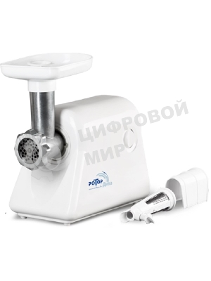 Мясорубка электрическая Ротор Дива-Р ЭМШ 35/300-2 белый, 1500 Вт, 0.6 кг/мин, реверс, насадки - 2