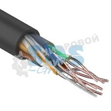 Кабель UTP Rexant 4PR 24AWG, CU (медь), cat.5e, 100 МГц, PE, черный, OUTDOOR, бухта 100 м