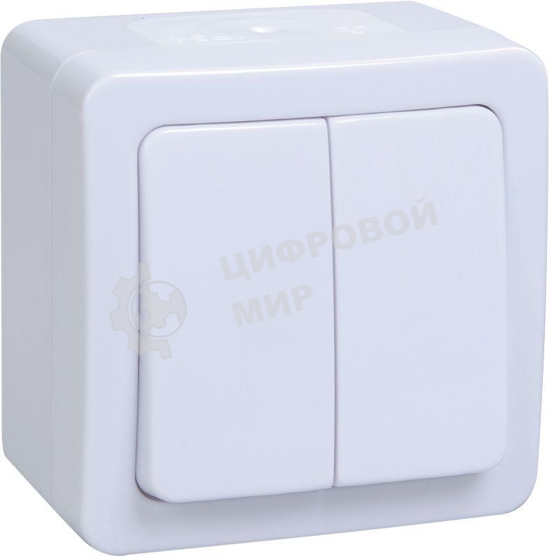 Выкл 2кл о/у IP54 (цвет клавиши:белый) ГЕРМЕС PLUS IEK EVMP20-K01-10-54-EC ВС20-2-0-ГПБ