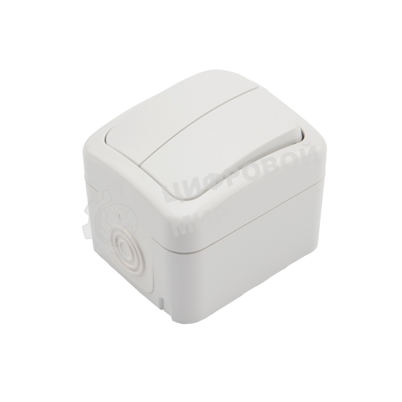 Выключатель двухклавишный Kranz Mini OG открытой установки, IP54 белый