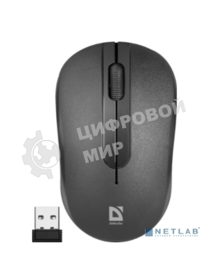Мышь беспроводная Defender Datum MM-285 черный, 1600 dpi, радиоканал, USB, кнопки - 3