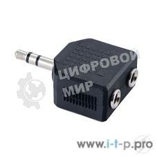 Переходник PERFEO Переходник Jack 3.5 мм вилка - 2xJack 3.5 мм розетка, стерео-аудио