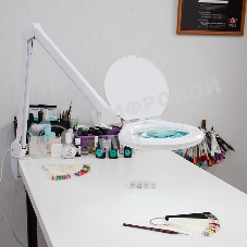 Лупа на струбцине Rexant, круглая, 5D, с подсветкой 72 SMD, сенсорный регулятор яркости, белая