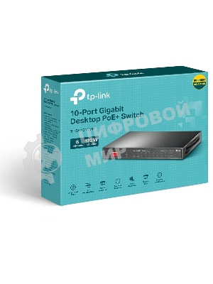 Коммутатор настольный TP-Link TL-SG1210MP 10-портовый гигабитный на 8 портов PoE+
