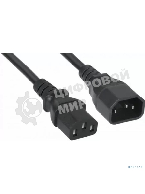 Кабель питания Filum FL-PC-C13/C14-C3-3.0-BK ПВС-АП 3x1.5 С13 - C14, 220/250В, 10А, чёрный, 3м